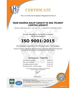 İBAR MAKİNA ISO 9001 sertifikası